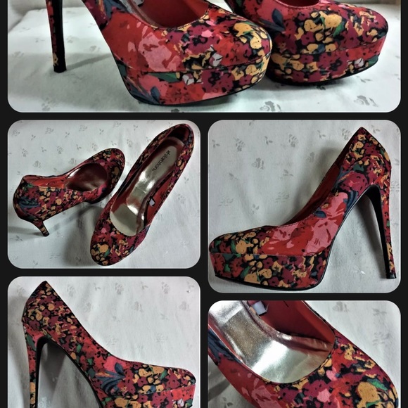 Xhilaration red floral platform stiletto - Picture 5 of 12